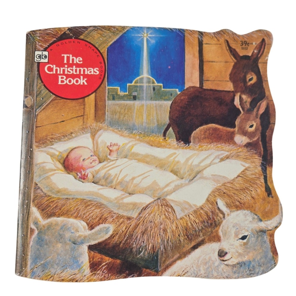 Vintage The Christmas Book Golden Shape Book Baby Jesus Nativity Board Book